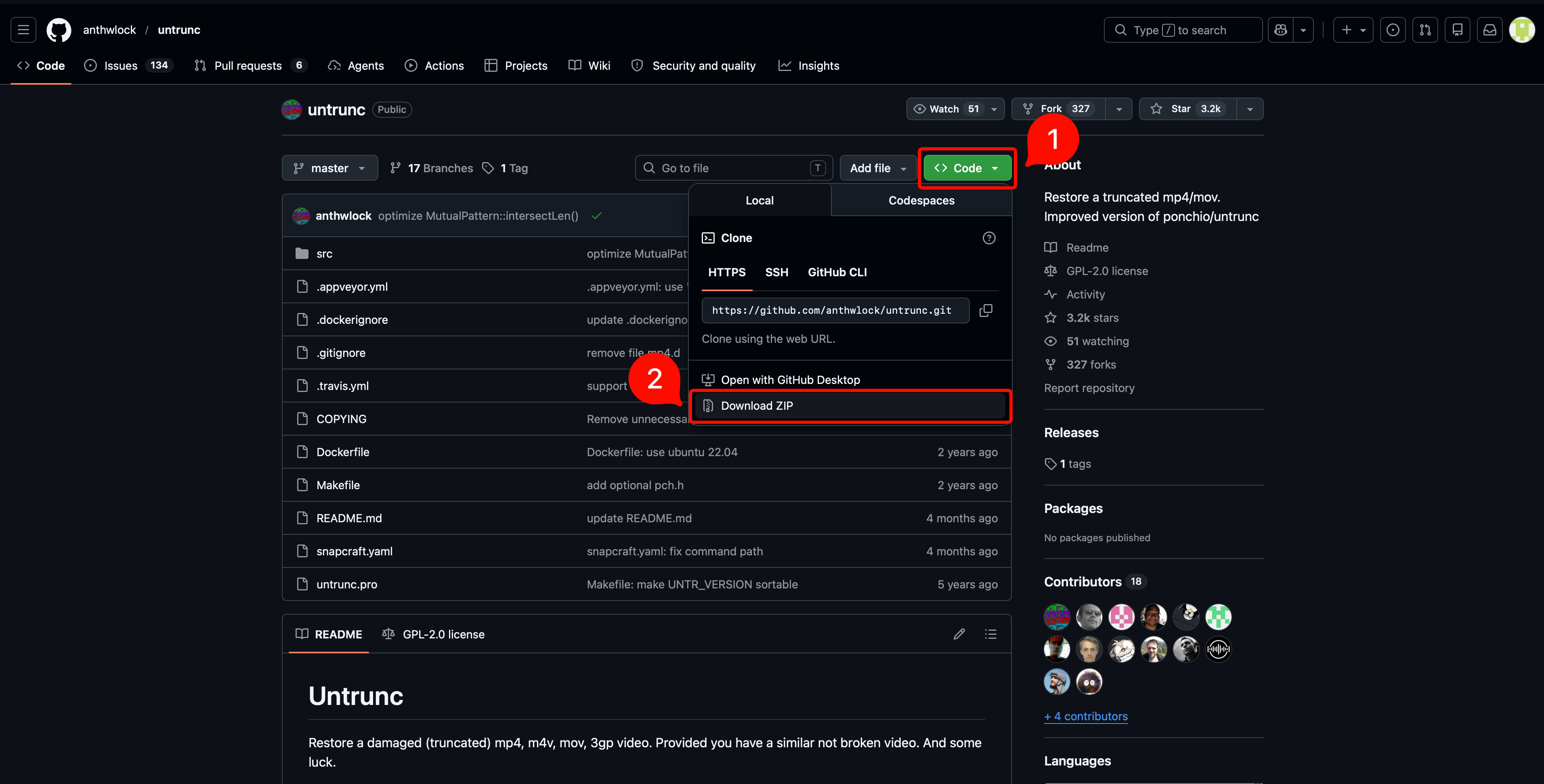 Untrunc GitHub 仓库 Untrunc GitHub 仓库